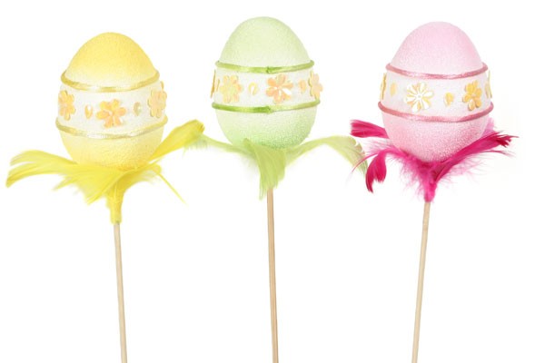 Egg Pick Painted w/Sequin Asst*3 3"