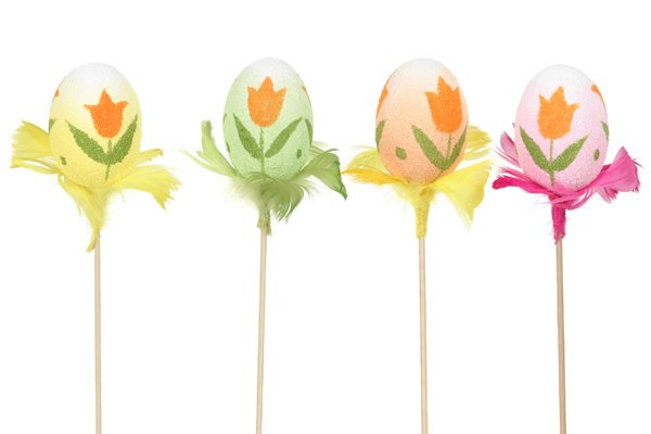 Egg Pick Painted w/Flower Asst*4 3"