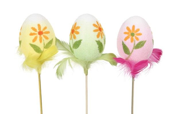 Egg Pick Painted w/flower Pick 2.5"