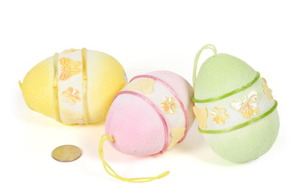 Egg Painted w/Sequin/Hanger x3 4"