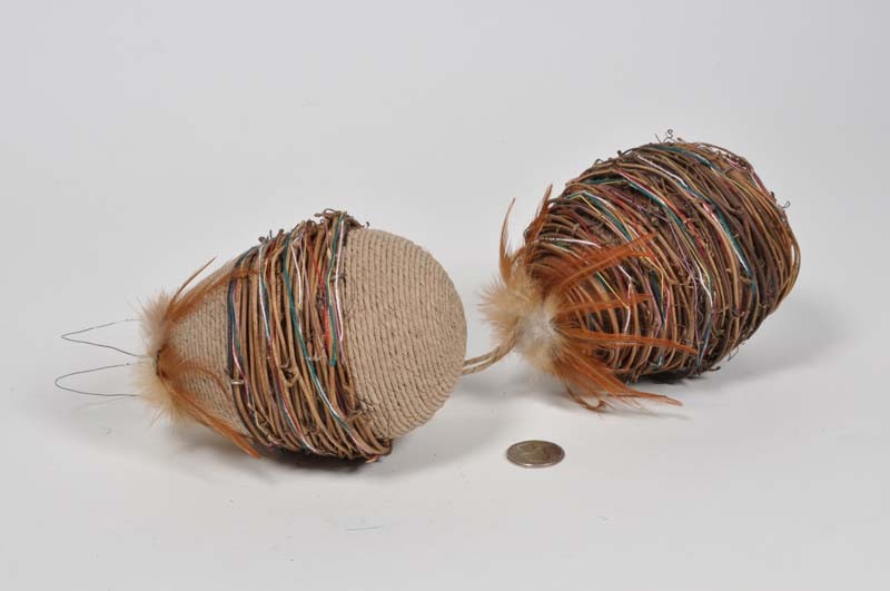 Egg Brown Straw/Thread w/Hanger x2 5"