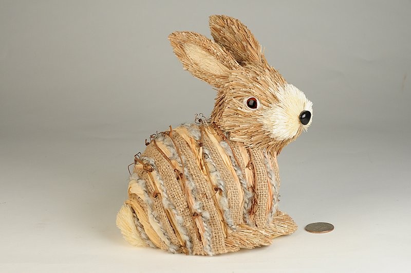 Rabbit Nat. Jute w/Burlap Wrap 6.5"