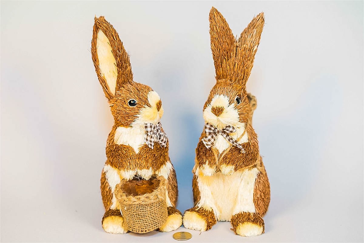 Rabbit Brown Jute w/Basket Standing Asst*2 11"