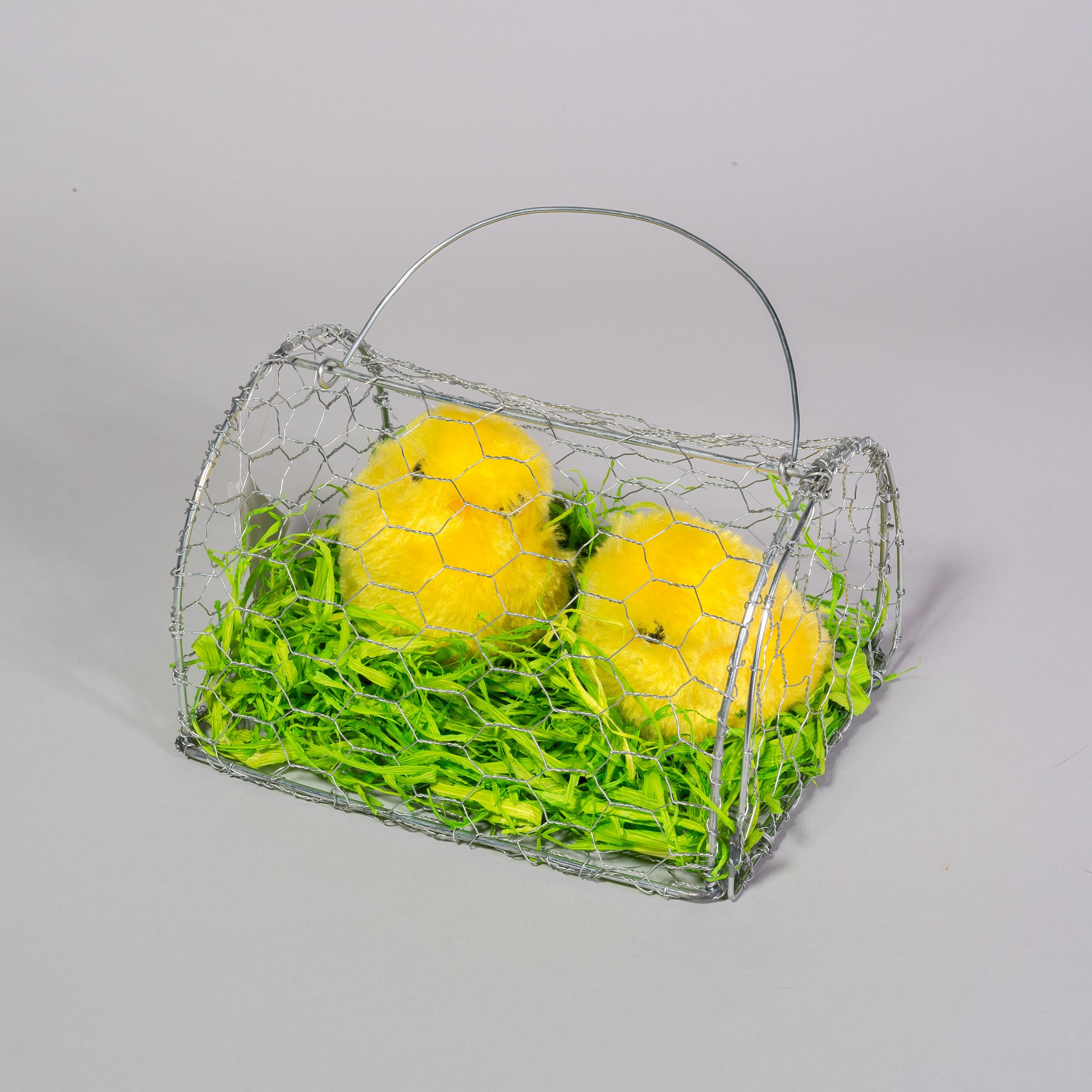Chick Yellow Fur in Wire Cage  x2 6"