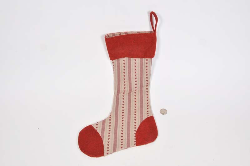 X'mas Sock Red Hand Quilt 16.5"