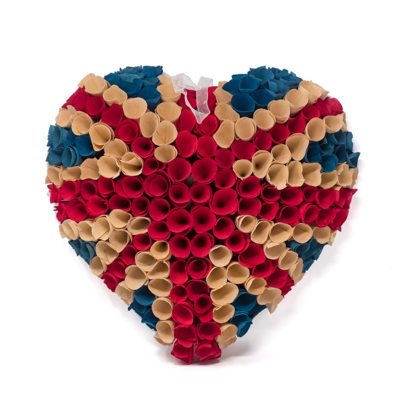 Wreath Patriotic Heart Woodchip UK 13"