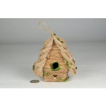 Birdhouse A-Shape Jute/Grass/Moss 4.5"