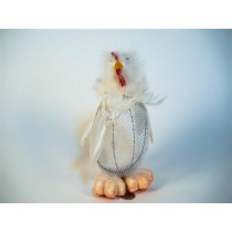 Chick Wht Feather on Egg Body 8.5"