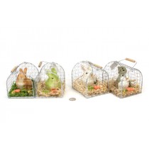 Rabbit Jute/Grass in Cage Asst*3 (No Grn) 4.5"x4"