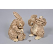 Rabbit Nat. Jute w/Baby Asst*2 8"