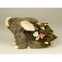 Rabbit Grn Grass w/Flower Sitting 8"