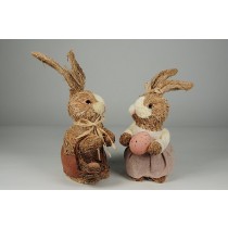 Rabbit Nat. Jute w/Brn/Pnk Clothes Asst*2 12"