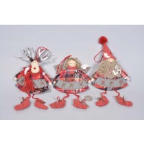 Santa/Angel/Deer Red Ornament Asst*3 7.5"