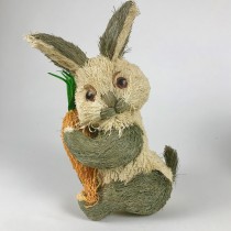 Rabbit Grn/Beige Grass Sitting w/Carrot 7"