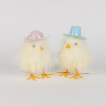Chick Fuzzy Lte Yel w/Hat Asst*2 5.5"