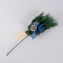 Pine Grn w/Blue Gift/Apple/Cone Pick 6"