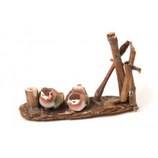 Bird Quail Brown On Wood 1.5" (6 items/box)