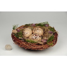 Nest Fancy Brown Twig/Grass/Egg 8"