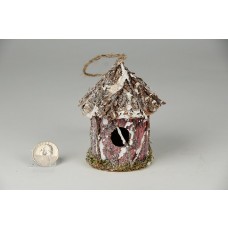 Birdhouse Rd-Shape Twig/Bark/Snow/Glit 3"