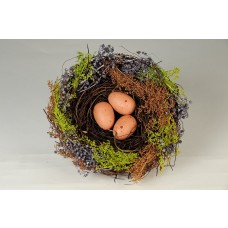 Nest Fancy Brn Twig/Grass/Egg 6.5"