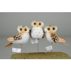 Owl Burlap Lichen w/Hanger 2.5"