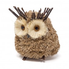 Owl Brown Grass w/Jute & Twig 8"
