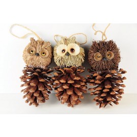 Owl on Pinecone Asst 6"