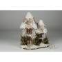 House Snow Nat. Bark Roof w/Berry 7"x8"H