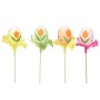Egg Pick Painted w/Flower Asst*4 3"