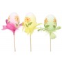 Egg Pick Painted w/Flower Asst*3 3"